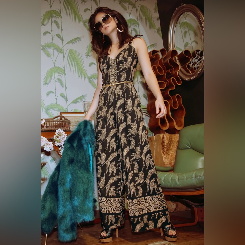 Blackmilk Leaping Leopards Tie Jumpsuit